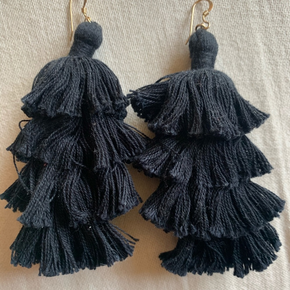 NWOT Black Tassel Earrings